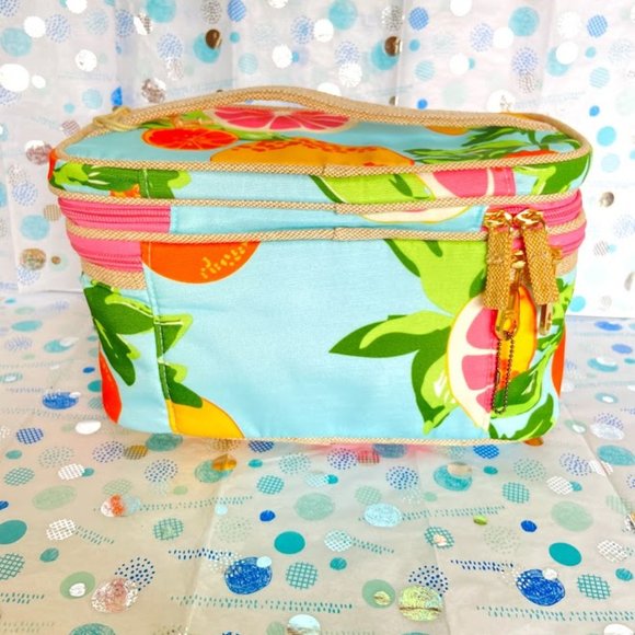 TRINA DOUBLE TRAIN CASE LOVELY SUMMER COLORS! - Picture 4 of 11